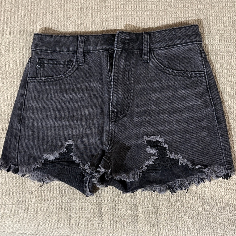 KanCan Charcoal Distressed Jean Shorts